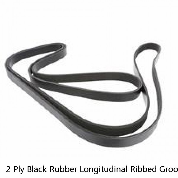 2 Ply Black Rubber Longitudinal Ribbed Grooved Conveyor Belt 6Ft X 30"