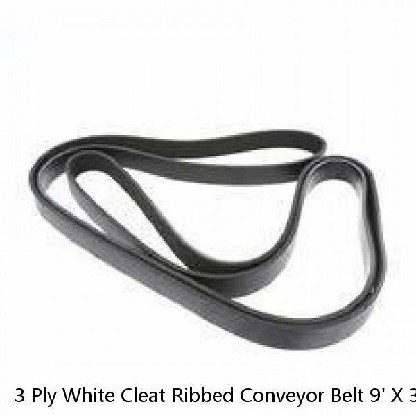 3 Ply White Cleat Ribbed Conveyor Belt 9' X 33" X 0.270" #1 image