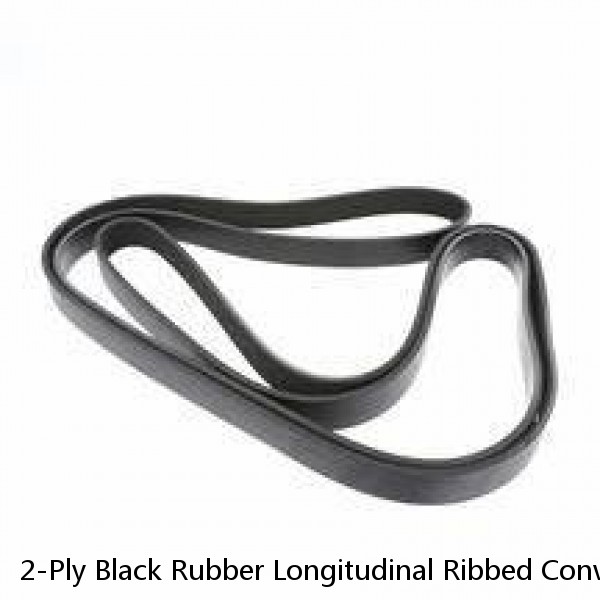 2-Ply Black Rubber Longitudinal Ribbed Conveyor Belt 26" Wide 11' Long #1 image